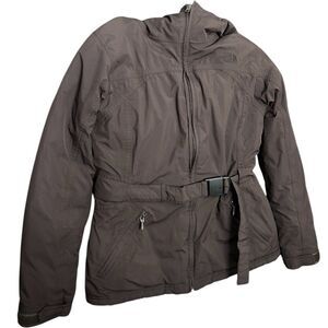 The North Face Brown HyVent Belted Goose Down Parka Women's Hooded Size Medium